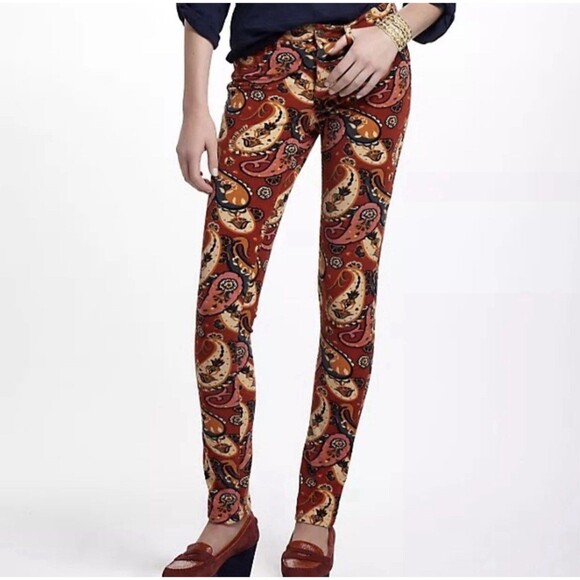 Anthropologie Pilcro & The Letterpress Paisley Corduroy Pants Boho Serif Sz 29 - Picture 1 of 7